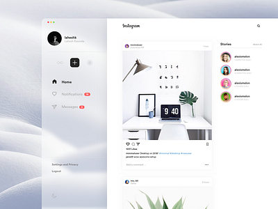 Instagram Desktop! app clean desktop instagram ios mac minimal social ui ux uxdesign