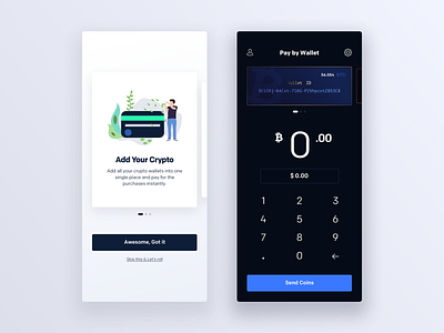 Blokker - Pay with Crypto app block chain cards crypto crypto currency dark illustration ios minimal payment typography ui ux