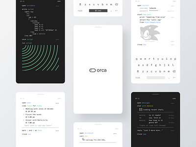 ORCA — a phone with a CLI app command line interface dark design design tools interaction design minimal mobile product design prototyping sketchapp ui ui design ux