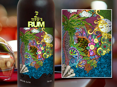 Tito's Rum Label (Caribbean Theme) caribbean goa music romance rum label seashore shells the black wolf designs titos