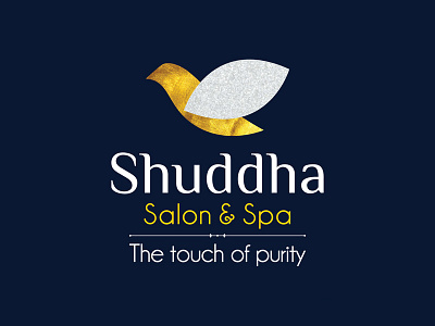 Shuddha Salon Spa black wolf cristals dove symbol of peace n purity gold logo design lotus petal pure royal blue salon shuddha spa unisex