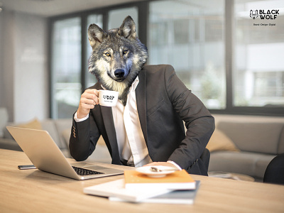 Wolf At Work adobe photoshop animal black wolf brand campain creative design digital entrepreneur graphics design