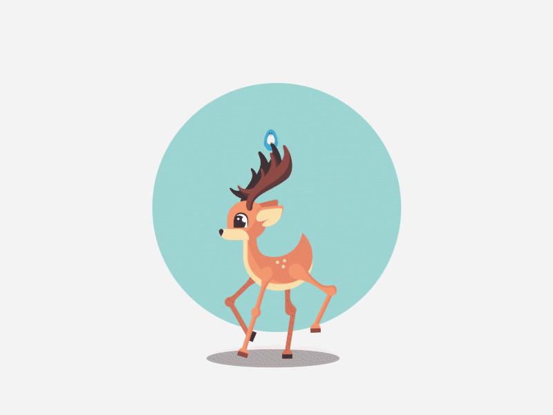 Deer bird cycle deer fawn gif illustration motion graphics