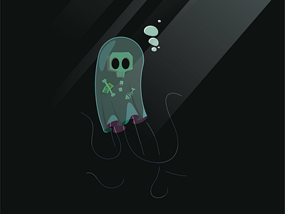 Jellyfish - sheet ghost cdchallenge characterdesignchallenge ghost ghostsandpoltergeists illustration jellyfish skull