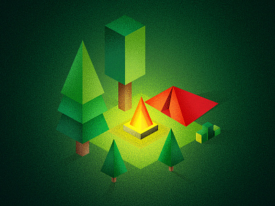 Camp fire camp design drawing fire flat forest game graphic illustration micro simple texture