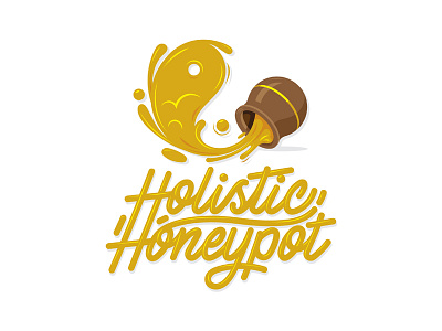 Holistic Honeypot design flat graphic health holistic honey illustration lettering logo logotype simple yinyang