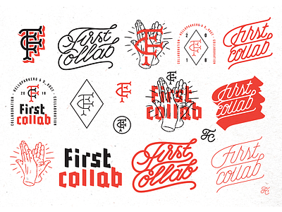 First Collab badge collaboration design first graphic lettering logo logotype retro typography vintage