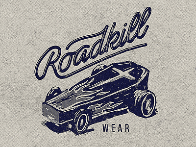 Roadkill apparel grunge hotrod illustration lettering logo logotype texture typography vintage