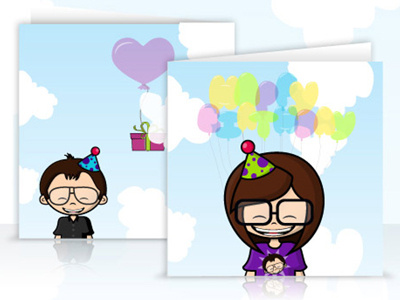 Happy Birthday Babe birthday card cartoon character design vector