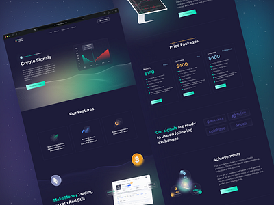 Positive Trading Cryptocurrency Signals analyticts bars crypto cryptocurrency design financial homepage how it works inspiration landing page modern price packages signals statistics tokens trade trading visuals websitedesign websitegraphics