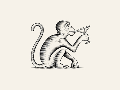 The Fitz. Drunk monkey engraving