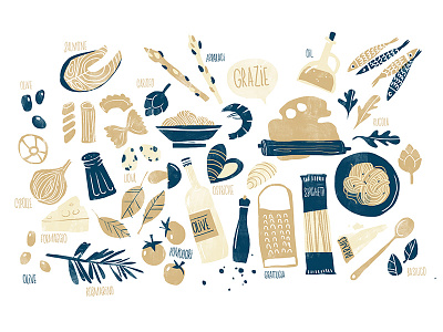 Italian food illustration