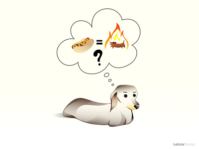 Hot -Dog Thoughts bassotto cute dog dachshund dog hot dog hotdog vector art