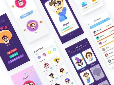 Game APP design battle character emoji friend interface shop ui