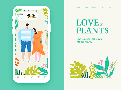 Love&Plant couple green illustration love plant ui