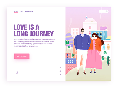 love Journey city couples illstration love pink web