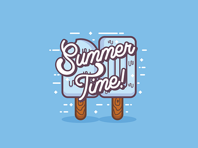 Summer Time beach flat hot ice ice cream icon illustration ocean popsicle stick summer vacation