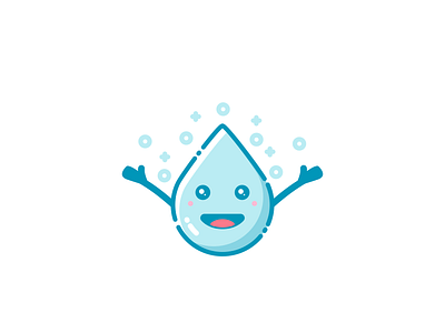 Happy Water Drop character emoji filled line fresh happy icon illustration line ui ux water world water day