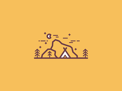 Outdoor Camp camp flatline icon illustration moon night pine scout ui ux