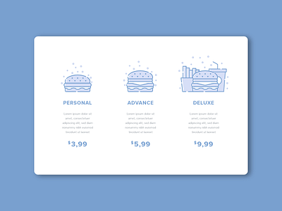 Burger Pricing List burger culinary fast food food icon landing page. pricing ui web design