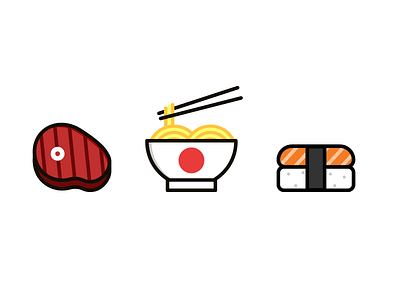 Food Icon bbq culinary food icon illustration meat noodle ramen steak sushi