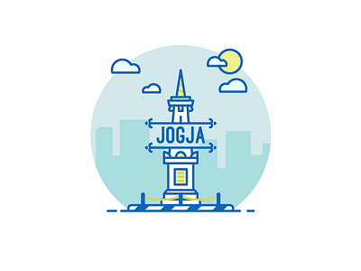 Tugu Jogja blue city cityscape icon illustration indonesia jogja landmark monument tugu yogyakarta