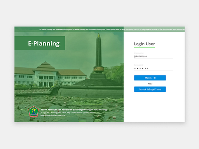 Login Page for E-Planning Site government login malang sign in studio ui uiux ux web design website
