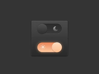 Skeuomorphism Switch of Day and Night day icon interface moon night off on skeuomorph skeuomorphism sun switch ui