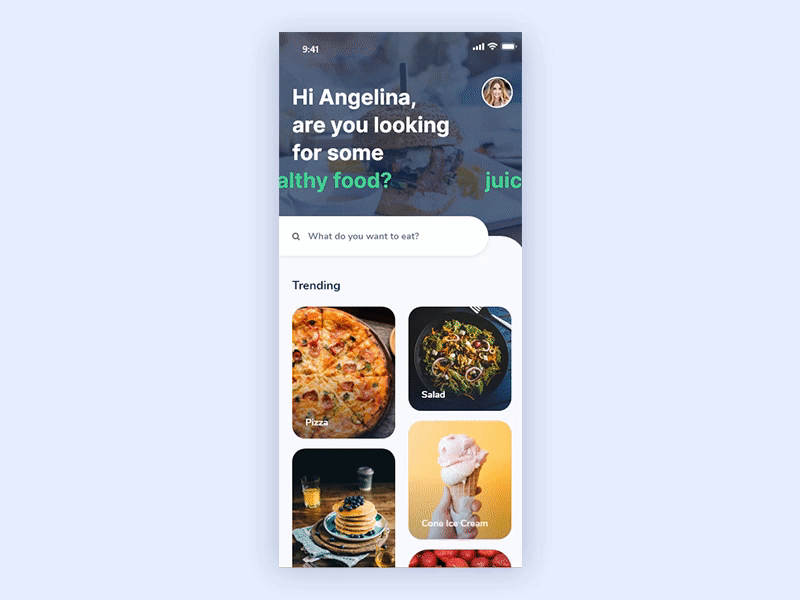 Food App Interaction adobe xd animation branding diet app food app foodie ice cream interaction landing page plan product search ui uiux ux web design