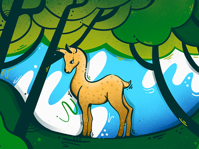 Deer in the forest animal art design graphic art illustraion illustration art procreate