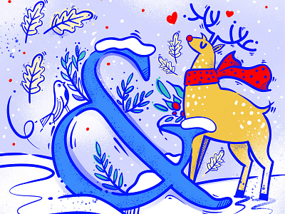 Christmas animal art design graphic art happy illustraion procreate tipografia