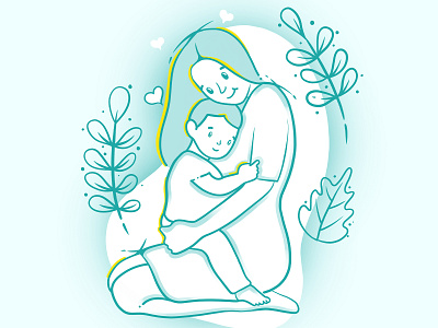 Hug art child colors design girl graphic art hug illustraion mother mothersday procreate
