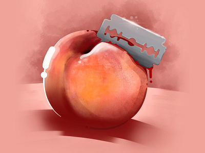 Peach art blade blood fruit illustration inktober inktober2020 peach pink procreate red shine sketch