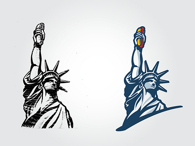New York hot dogs city delivery fast food hot dog illustration junk liberty logo new york statue usa