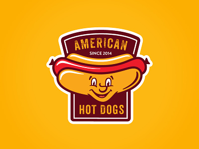 American Hot Dogs badge dog fast food hot junk logo sausage weenie wiener