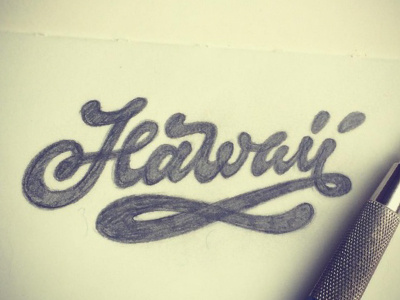 Hawaii apparel crafted custom drawn hand lettering pencil process sketch tee type typography