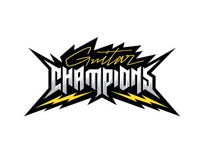 Guitar Champions 1 bolt custom electric guitar lettering logo metal rock script type typography