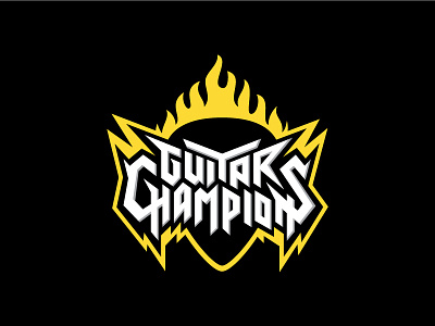 Guitar Champions 3 bolt custom electric guitar lettering logo metal rock script type typography