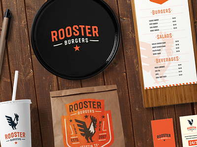 Rooster Burgers bar craft font lettering octagonal organic retro tasty textured type typeface vintage