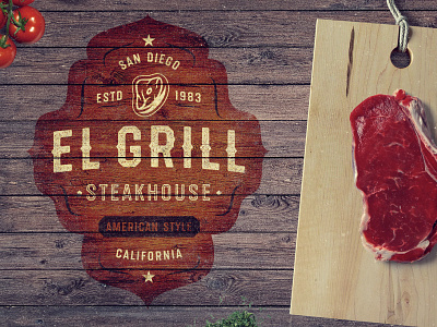 El Grill bbq font lettering meat restaurant retro steak tasty textured type typeface vintage