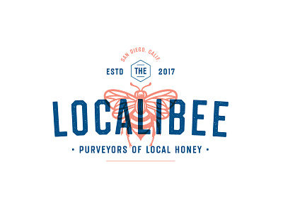 Localibee bee bumblebee comb fly honey lockup logo retro sweet typography vintage wings