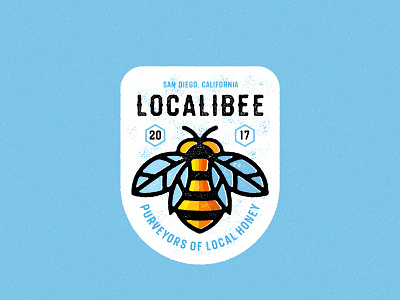 Localibee bee bumblebee comb fly honey lockup logo retro sweet typography vintage wings