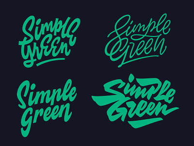 Simple Green apparel brush calligraphy custom drawn font hand lettering logo minimal retro script type typography vintage