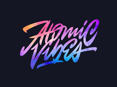 Atomic Vibes apparel brush calligraphy custom graphic tee lettering logo retro script t shirt type typography vintage
