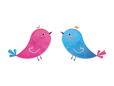 Twin Birdies bird digital illustration illustration