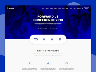 Conference / Event conference convention design event event booking event branding event landing page event website incubator landing page marketing meetups multipurpose startup webdesign webinar website wordpress wordpress theme workshop