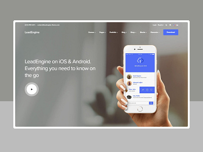 Mobile App Landing Page app app home page app website landing page leadengine mobile mobile app mobile web app mobile website multipurpose startup technology webdesign website website design wordpress wordpress theme