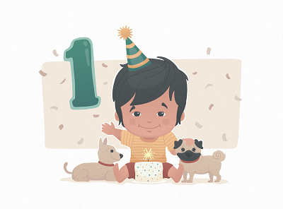 Magnus baby birthday illustration vector