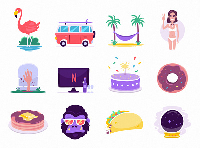 Messaging Stickers food illustration random stickers for imessage summer vector