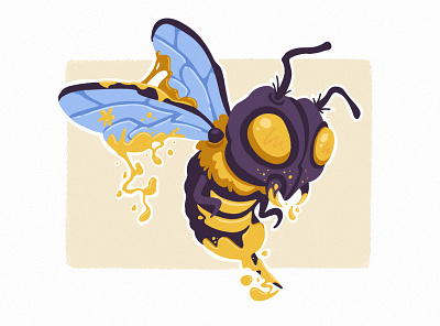 Honey Bee art bee honey honeybee illustration insect insects vector yellow